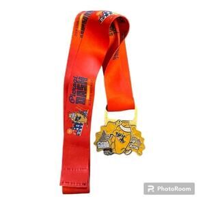 Unisex Slavic Village Polish Pierogi Dash Running Medallion Orange/Red